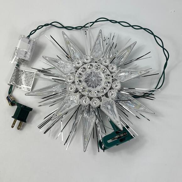 GE 21-Light Silver Jewel Tree Topper 9" Starburst Lighted Plug-In Holiday Decor - Picture 5 of 9